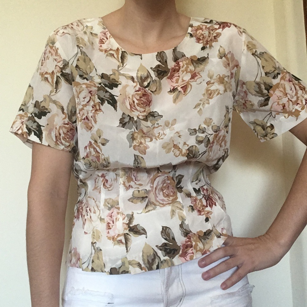 Vintage Floral Silk Top